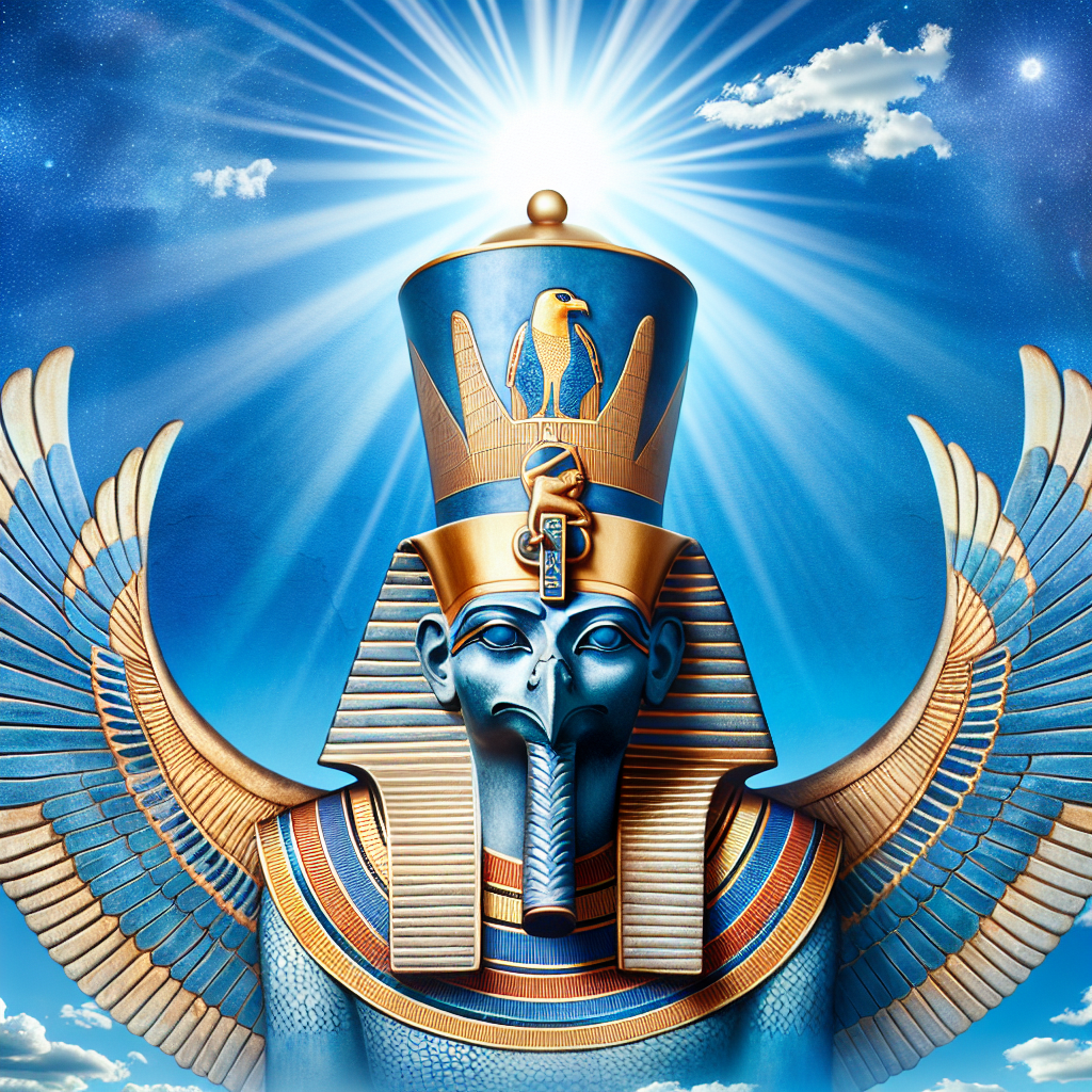 A representation of Horus, the sky god, with a falcon head, symbolizing kingship and the sun